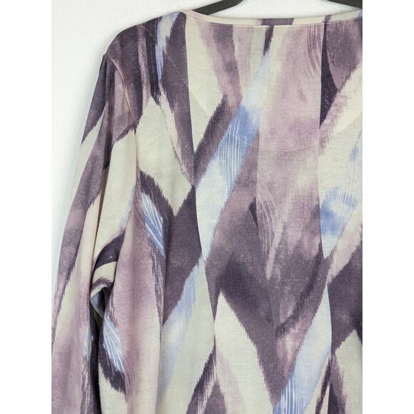 Chico's Tunic Dress Brushed Side Slit Abstract Art Stretch Knit Purple Size XL - Picture 7 of 12